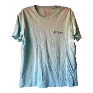 Columbia Men T-Shirt‎ Medium Turquoise Logo PFG Performance Fishing Gear Tee
